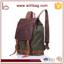 High Quality Genuine Leather Canvas Backpack Bags For Men Rucksack